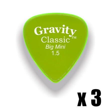 Gravity Picks Classic Big Mini 1.5mm Polished Fluro Green 3 Pack GP-GCLB15Px3