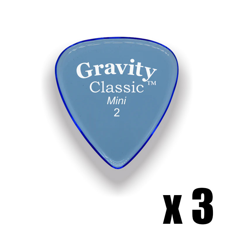 Gravity Pick Classic Mini (Jazz) 2mm Polished Blue 3 Pack GP-GCLM2Px3