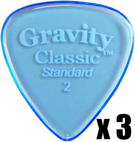 Gravity Picks Classic Standard 2mm Master Finish unpolished Blue 3 PACK