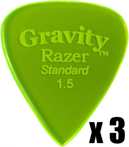 Gravity Picks Razer Standard 1.5 mm Fluro Green 3 PACK