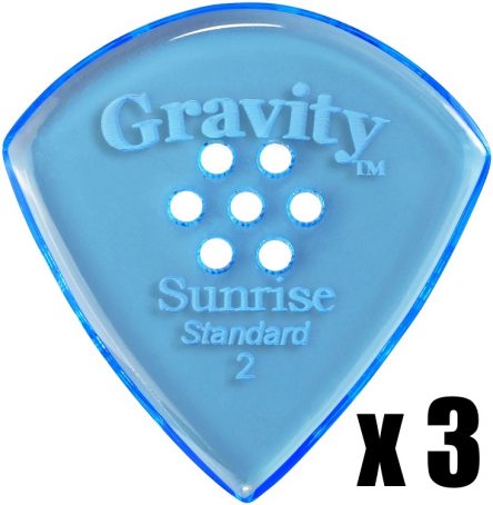 Gravity Pick Sunrise Standard 2mm Polished Blue w/Multi-hole Grip 3 PACK