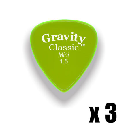 Gravity Pick Classic Mini Jazz 1.5mm Polished Fluro Green 3 Pack GP-GCLM15Px3