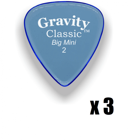 Gravity Picks Classic Big Mini 2 mm Master finish Unpolished Blue 3 PACK