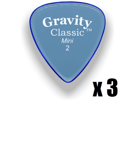 Gravity Picks Classic Mini Jazz 2 mm Master finish Unpolished Blue 3 PACK