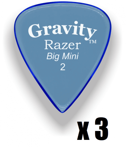 Gravity Picks Razer Big Mini 2mm Polished Blue 3 PACK