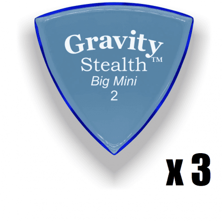 Gravity Picks Stealth Big Mini 2mm Master Finish Unpolished Blue 3 PACK