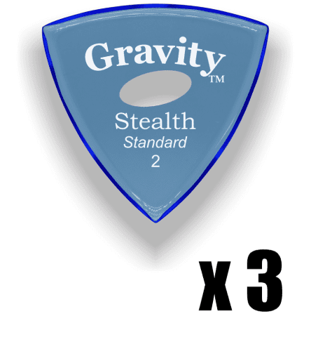 Gravity Picks Stealth Standard 2mm Master Finish with Elipse Grip Hole Blue 3 PACK