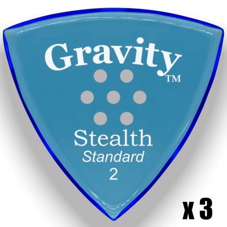 Gravity Picks Stealth Standard 2mm master Finish Unpolished with Multi Hole Grip Blue 3 PACK