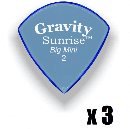 Gravity Picks Sunrise Mini Jazz 2mm Master Finish Unpolished Blue 3 PACK