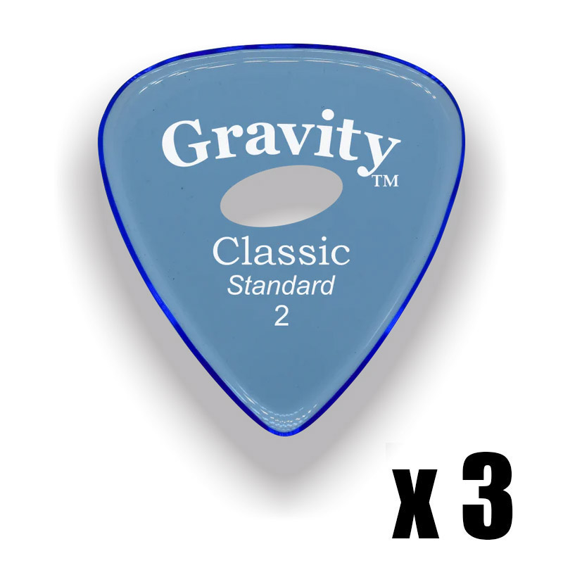 Gravity Picks Classic Standard 2mm Master Finish Elipse Grip Hole 3 Pack GP-GCLS2MEx3