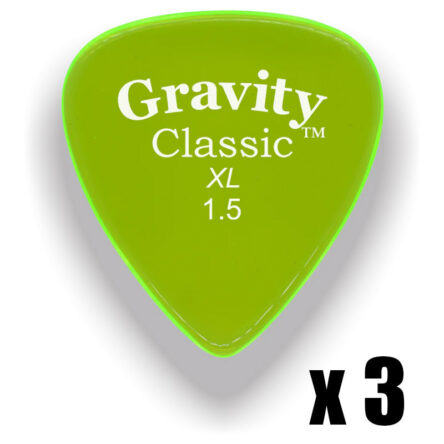 Gravity Picks Classic XL 1.5mm Master Finish Fluorescent Green 3 Pack GP-GCLX15Mx3