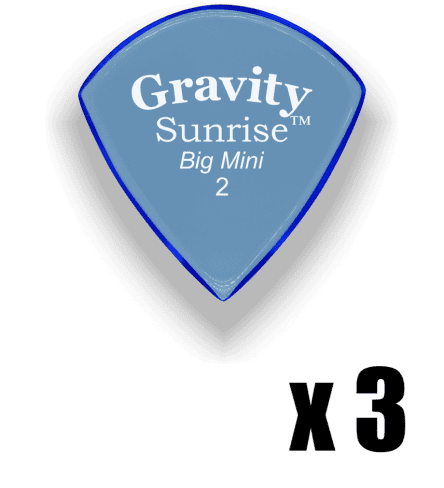 Gravity Picks Sunrise Big Mini 2mm Master Finished Unpolished Blue 3 PACK
