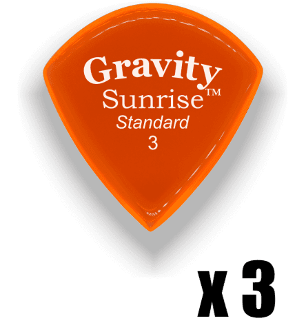 Gravity Picks Sunrise Mini Jazz 3mm Master Finished Unpolished Orange 3 PACK