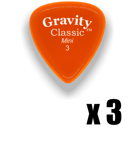 Gravity Picks Classic Mini Jazz 3mm Master Finish unpolished Orange 3 PACK