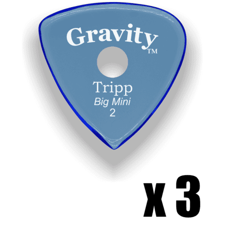 Gravity Picks Tripp Big Mini Polished with Round Grip Hole Blue 3 PACK