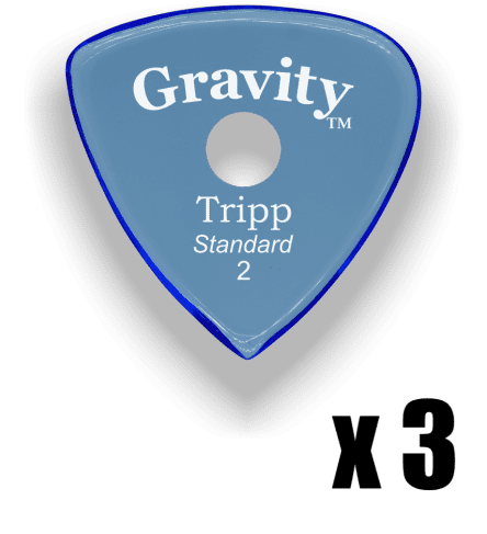 Gravity Picks Tripp Standard 2mm Polished with Round Grip Hole Blue 3 PACK