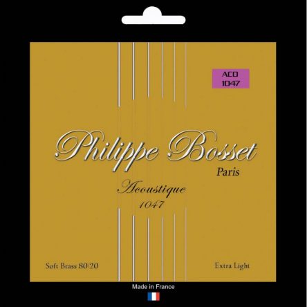 Philippe Bosset Acoustic Guitar Strings Soft Brass 80/20 Extra Light (10-47)