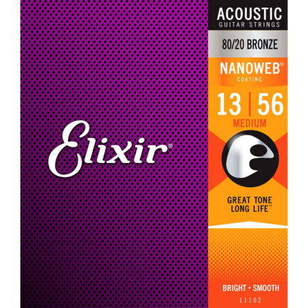 Elixir Nanoweb Acoustic Guitar Strings 13-56 80/20 Bronze E11102