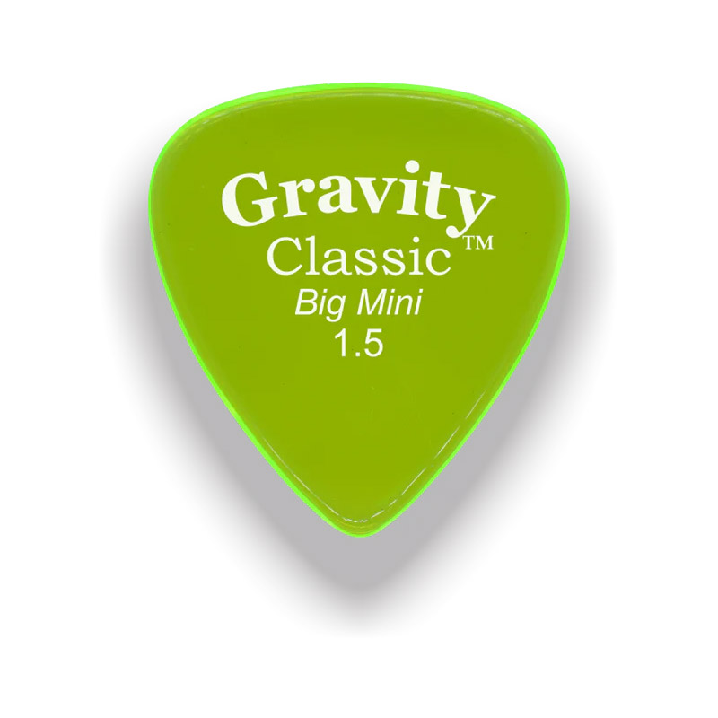 Gravity Picks Classic Big Mini 1.5 Fluro Green Master Finish GP-GCLB15M