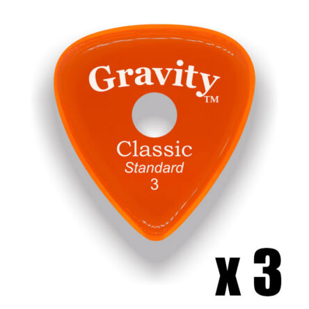Gravity Picks Classic Standard 3mm Polished Orange Round Hole Grip 3 Pack GP-GCLS3PRx3